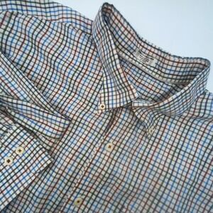 Peter Millar Men's Shirt Size XXL 2XL Long-Sleeve Brown Striped Button-Down EUC